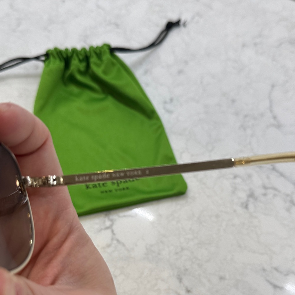 Kate Spade Gold Aviator Sunglasses with Green Pouch, Emmelines/S 57MM, BRAND NEW - Picture 5 of 5